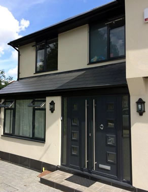 Anthracite grey composite door by Solidor, supplied by The Window Outlet